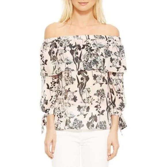 Parker Mandy Blouse Off the Shoulder Blouse‎ in Pearl Paradise - Picture 2 of 10